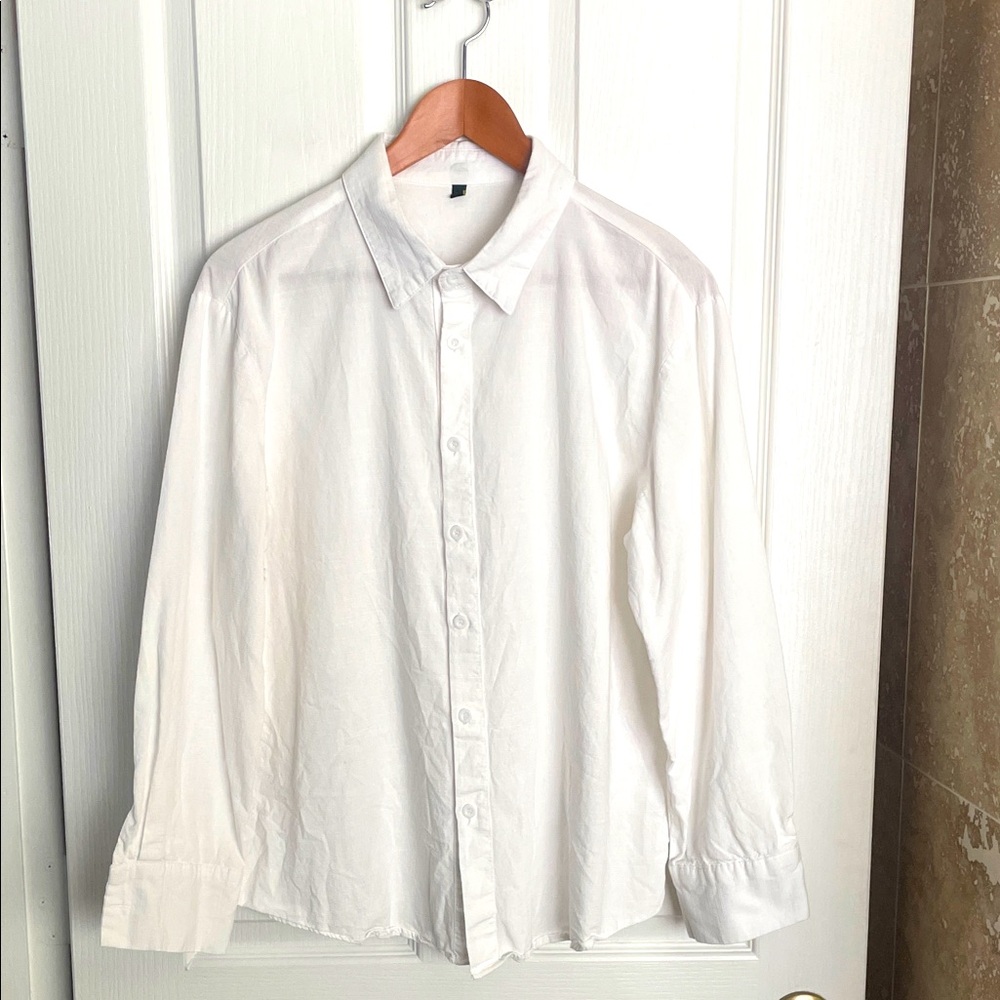 Classic White Cotton and Linen blend Shirt